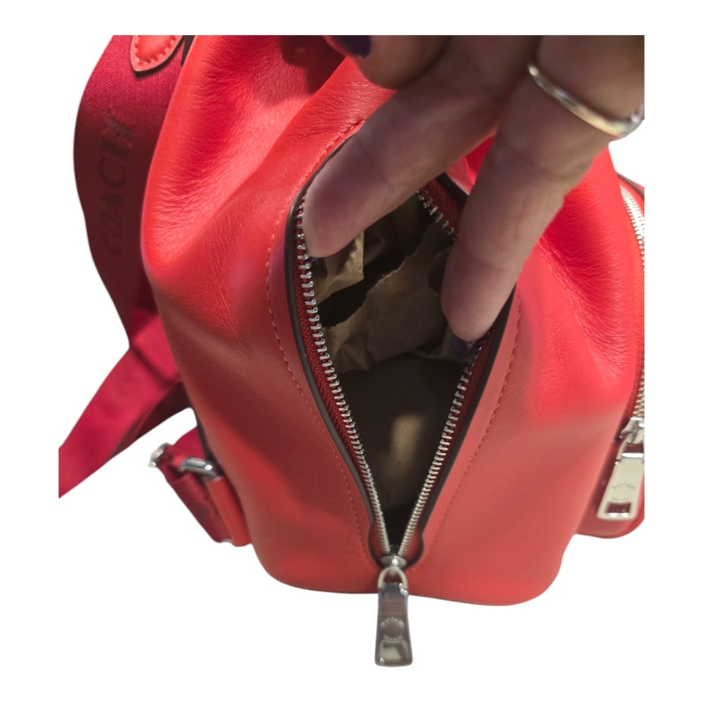 NWT Coach CR100 Pace Backpack Smooth Leather Miami Red - Picture 6 of 15